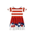 thumbnail image 3 of Abcomgle Summer Dress for Girls 14-16 Stars Striped Graphic 4th Of July Dresses Casual A-Line Fly Sleeve Skateres Cute Basic Independence Day Sundresses 9-10 Years,White, 3 of 5
