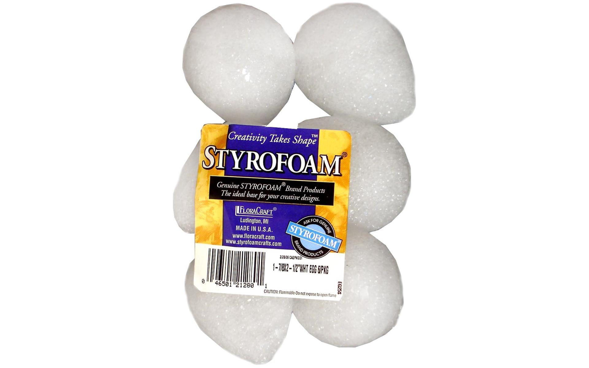 Floracraft Styrofoam Egg Pkg 2.5X1 7/8" 6Pc White Walmart Canada