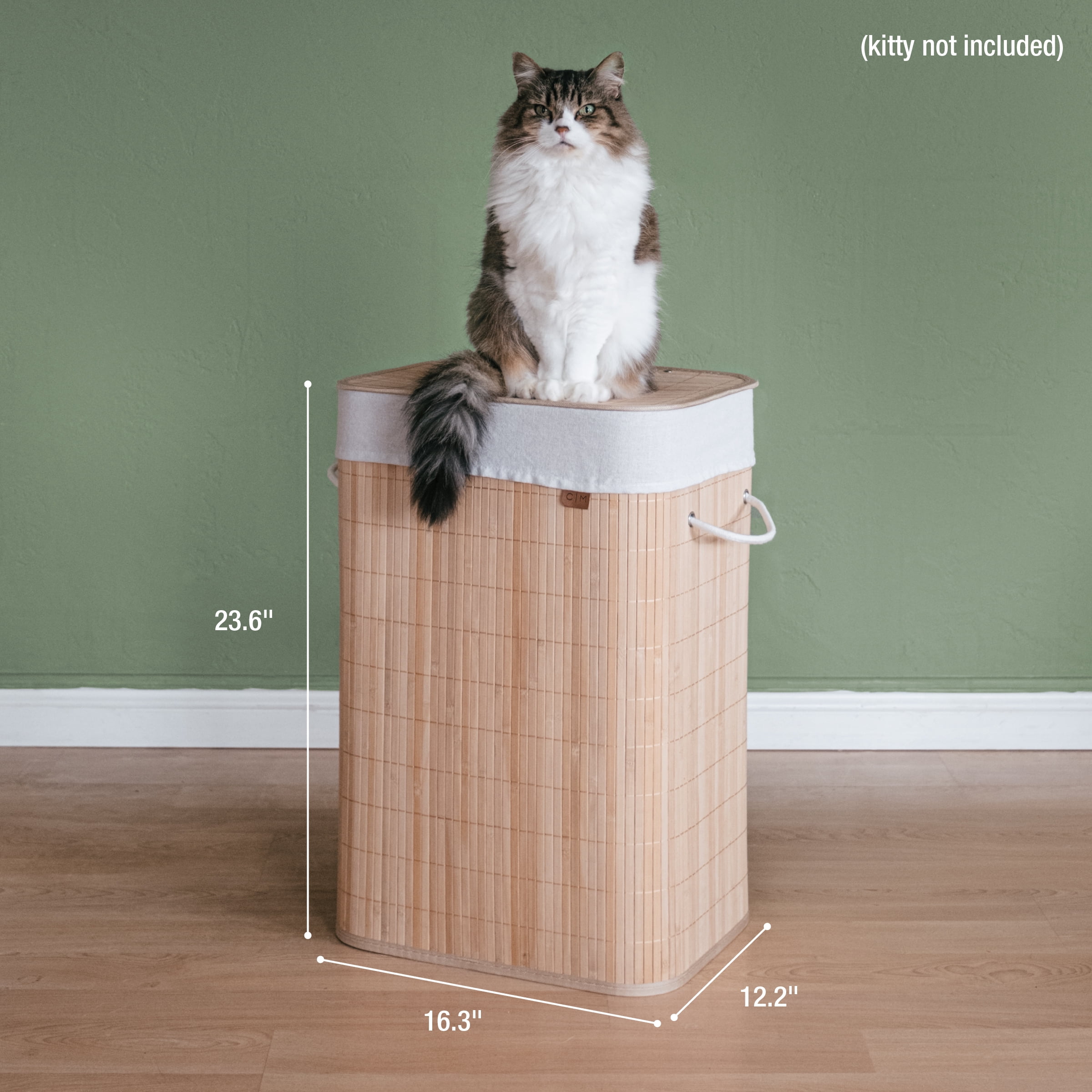 CleverMade Bamboo Single Hamper Luxe - Natural Bamboo/Cream