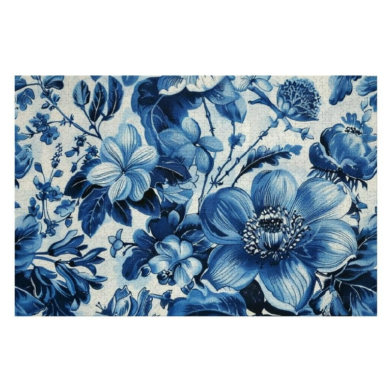 ゆゆ JRXY Blue and White Floral Chinoiserie Butterflies Spring Wooden