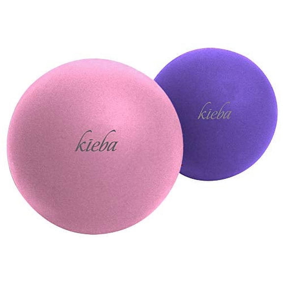 Kieba Massage Lacrosse Balls for Myofascial Release, Trigger Point Therapy, Muscle Knots, and Yoga Therapy. Set of 2 Firm Balls (Pink and Purple)