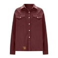thumbnail image 6 of TKLPEHG Womens Shirts Long Sleeve Corduroy Bottun Up Shirts with Pocket Ladies Tops Solid Color Soft Spring V-Neck Lightweight Shirt (Wine,L), 6 of 9