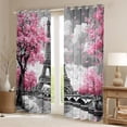 thumbnail image 2 of Homewish Pink Cherry Blossom Black Out Curtains,Paris Eiffel Tower Curtains Pack of 2 (42x63 Each),Chhic Classic Architecture Bedroom Curtains For Adults,Super Cozy Room Decor, 2 of 6