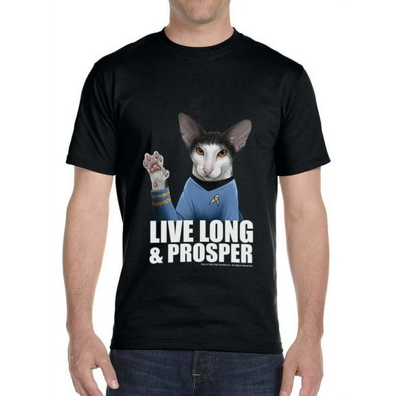 Star Trek Mens' Spock Cat Live Long And Prosper Crewneck T-Shirt