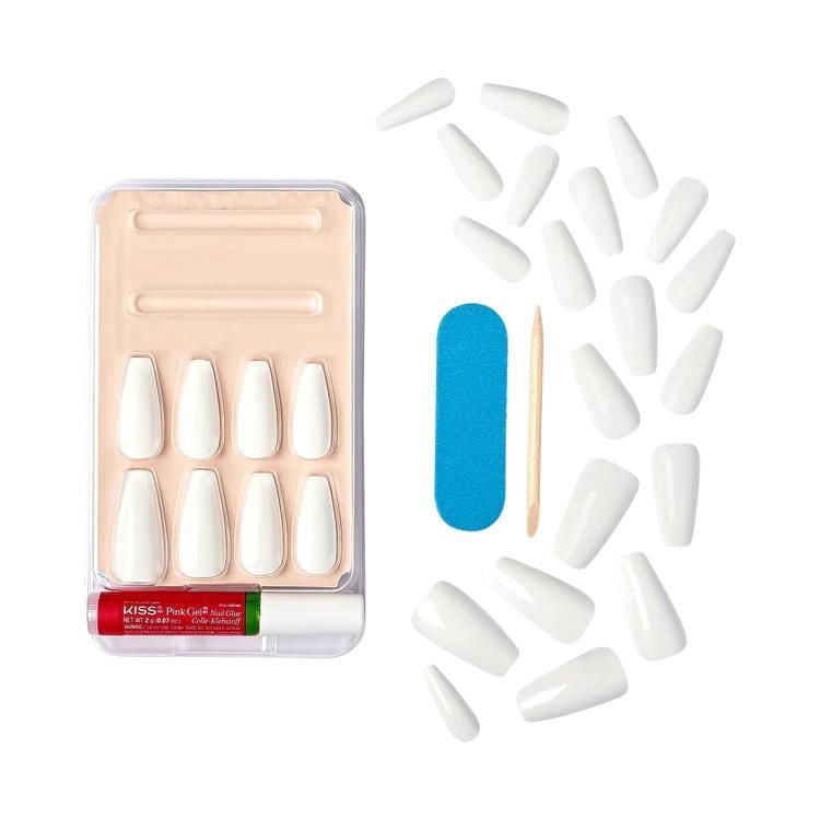 KISS Gel Fantasy - 28 faux ongles, longs Haut volume.