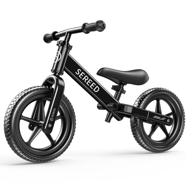 Bicicleta Balance Bike SEREED para niños de 2 a 5 años, sin herramientas, ajustable, negra