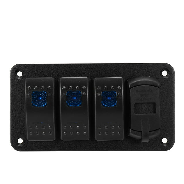 4/5/6 Gang Aluminum Rocker Switch Panel ON Off Toggle Switch with LED