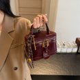 thumbnail image 6 of Retro PU Leather Bucket Bag for Women Zipper Closure Small Crossbody Handbags with Pendant Shoulder Tote Handbag Casual Shopper Handbag for Work & Daily Use (Wine Red), 6 of 10