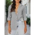 thumbnail image 3 of Long Sleeved Women's Blouses Striped Shirts Button Down Loose Fit Casual Tops, 3 of 6