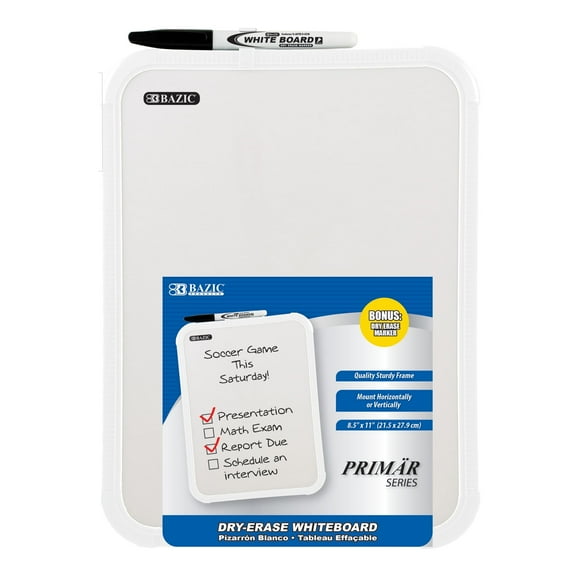 BAZIC Dry Erase Lap Board & Marker, 8.5x11 Inch Whiteboards, 12-Pack