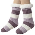 thumbnail image 2 of CUZIBR Wool Socks For Women Winter Fuzzy Thick Funny Graphic Thermal Grips Socks Ankle Boot Slipper Non Slip Lined Knitted Warm Soft Breathable Lightweight Footwear,Purple,One Size, 2 of 4