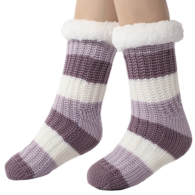 FhsagQ Chaussettes Femmes Chaussettes Chaussettes Pantoufles pour Femmes avec Chaussettes Pantoufles Non Doublées Femmes Chaussettes Ouvertes à l'Entrejambe Chaussettes Femmes Robe Slip Violet Taille Unique