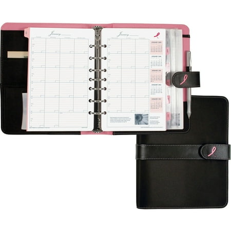 Day Timer Simulated Leather Binder - Day-Timer, DTM48391, Desk Size Pink Ribbon Binder Starter Set, 1 Each, Black