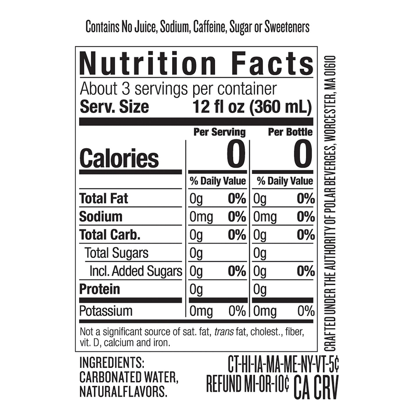 Polar Zero Calorie Raspberry Lime Sparkling Seltzer Water, 1 L, Bottle