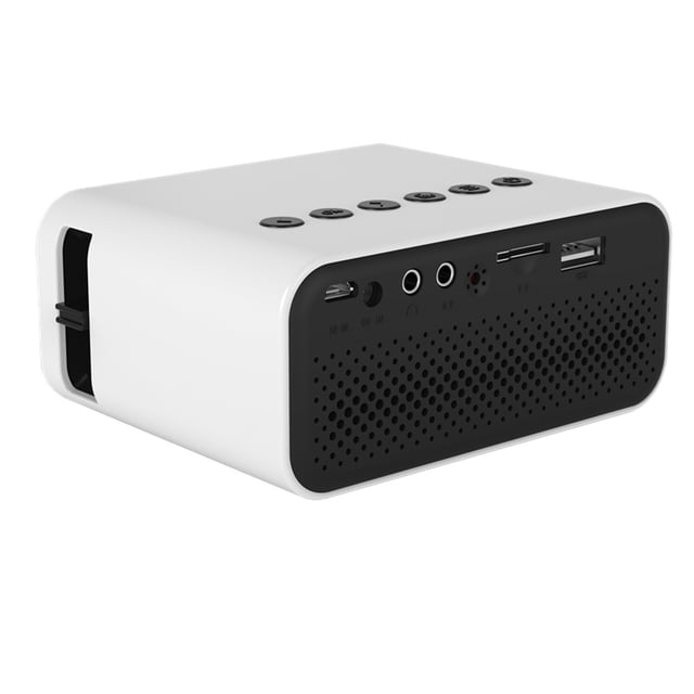 Methold Mini proyector LED de enfoque Manual de 100 pulgadas y 18W, altavoz integrado de 1080P, máquina de proyección de cine en casa con Control Electrónica Blanco Enchufe de EE. UU.