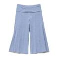 thumbnail image 5 of Women Fold Over Gauchos Capri Casual Low Rise Wide Leg Cropped Pants Summer Striped Yoga Culottes Going Out Yoga Capri Dark Blue 2XL, 5 of 7