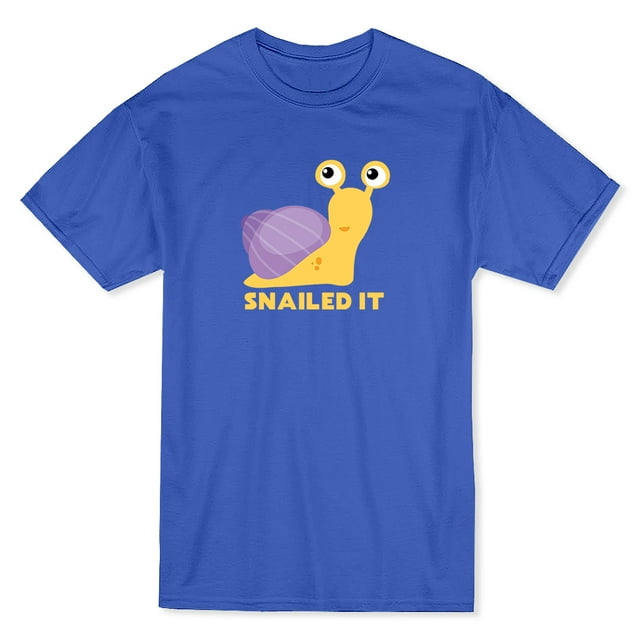 T-shirt Bleu Royal pour Hommes avec Citation "Snailed It" Graphique Mignonne d'Escargot