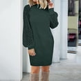 thumbnail image 1 of Mikilon Femmes Pull Manches Longues Automne Solide Décontracté 0-Cou Sweat-Shirt Robe, 1 of 5