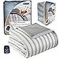 thumbnail image 3 of Thermee Micro Flannel Heated Blanket With Sherpa Back - Full Size, 10-Setting Electric, Programmable, Ultra-Soft Throw, Fast Heating Thermal - City Stripe, 3 of 4