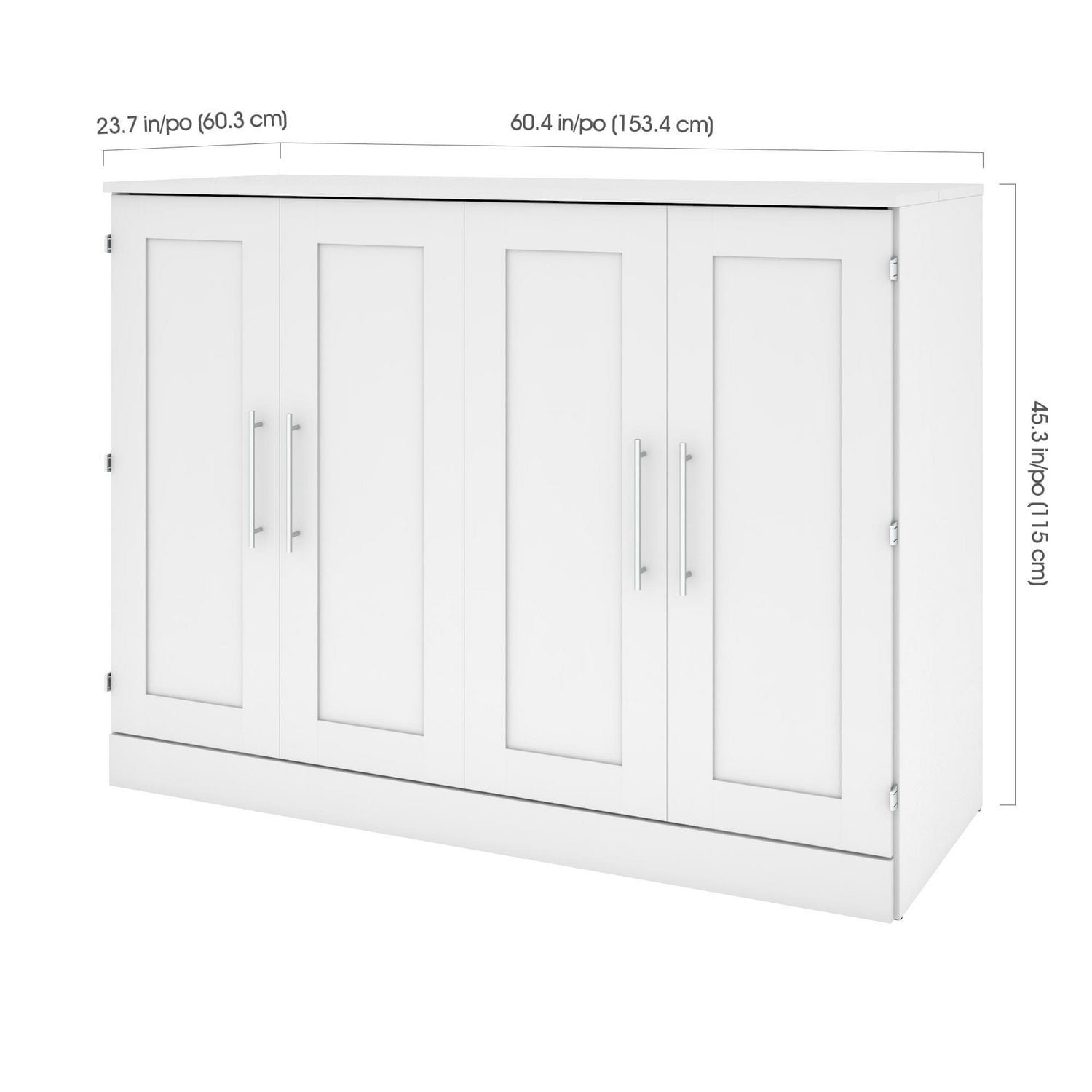 Pur by Bestar Full Cabinet Bed with Mattress in Bark Gray