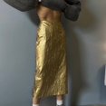 thumbnail image 4 of Women's High Waisted Maxi Long Skirts Line Skirt for Casual Gold M, 4 of 10
