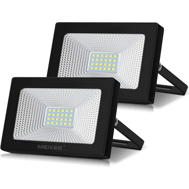 Foco Proyector LED Exterior 20W, Juego de 2 Focos LED Exterior 1700LM Iluminación de Seguridad IP66 Impermeable, Lámpara LED Exterior Blanco Frío 6500K, Luz Exterior para Jardín Patio Garaje Terraza