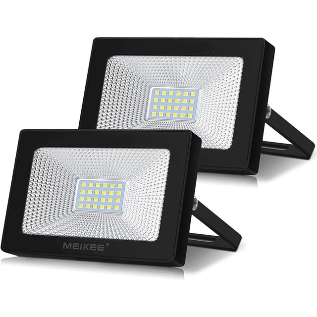 Foco Proyector LED Exterior 20W, Juego de 2 Focos LED Exterior 1700LM Iluminación de Seguridad IP66 Impermeable, Lámpara LED Exterior Blanco Frío 6500K, Luz Exterior para Jardín Patio Garaje Terraza