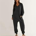 thumbnail image 7 of FAIWAD Women's Jumpsuits Long Sleeve V Neck Rompers Baggy Plus Size Solid Color Comfy Romper with Pocket, 7 of 7
