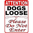thumbnail image 1 of Fsdva Safety Sign Notice Danger Warning 8x12 Tin Sign Decor Attention Dogs Loose Please Do Not Enter Sign, 1 of 3