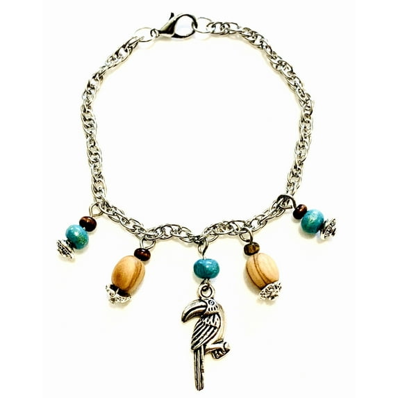 Captivating Creatures Tropical Toucan and Olive Wood Bracelet