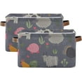 thumbnail image 2 of FREEAMG Cute Hand Drawn Farm Animals and Plants Storage Basket, Durable Canvas Organizer With Handles Large Collapsible Storage Bins Boxes for Home Office - 2 Pack, 2 of 7