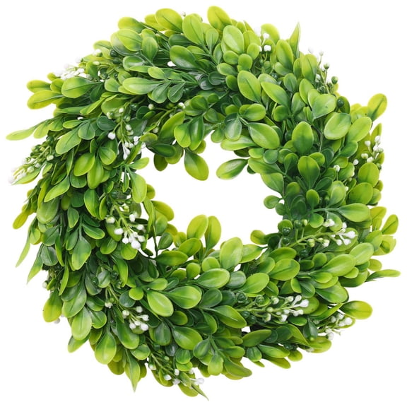 2 Pack Artificial Boxwood Wreath Faux Front Door Hanging Decoration, 10 Inches