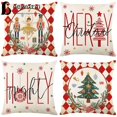 thumbnail image 2 of NEWARM Cushion , 45x45CM Monogram Christmas Covers , Feliz Navidad Xmas Hemp Snowflake Pillow Outdoor Indoor Home Decor, 2 of 4