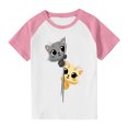 thumbnail image 7 of Feancey Toddler Summer T Shirts Kids Boys Girls Cat Print Cute Tops Raglan Short Sleeve Graphic Tees Loose Fit Crewneck Tshirts 90 Percent Off Pink 13 Years, 7 of 7