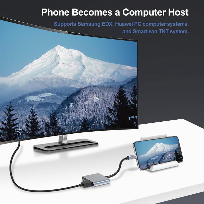 Dual Monitor Adapter, USB-C to HD 4K Dual Monitor Adapter, 2-in-1 Multi-Function Docking Station for MacBook Pro/Air, iPad Pro, XPS, etc. Dual Monitors, Extended Display (Windows Only)