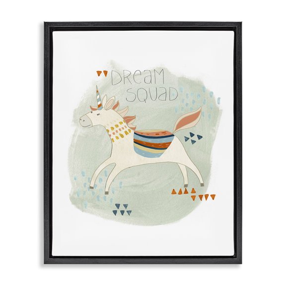 Stupell Industries Bohemian Dream Squad Unicorn Black Floating Frame Canvas Art, 25 x 31, by June Erica Vess