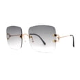 thumbnail image 3 of Classic 90s Rimless Large Rectangle Luxury Sunglasses Gold Smoke, 3 of 4