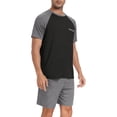 thumbnail image 2 of MINTREUS Men's Pajama Set Short sleeved Round Neck 2-piece Set Men's Shorts Casual Set Raglan Pajamas, 2 of 7