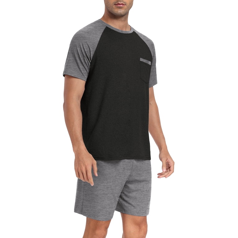 MINTREUS Men's Pajama Set Short Sleeve Raglan photo 2