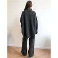 thumbnail image 6 of Womens Knit Lounge Set 2 Piece Sweater Top and Wide Leg Pants Soft Cozy Outfit for Fall Winter Black & Gray S, 6 of 8