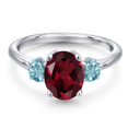 thumbnail image 3 of Gem Stone King 925 Sterling Silver Red Rhodolite Garnet and Blue Zircon Engagement Ring for Women | 3.00 Cttw | Oval 9X7MM | Gemstone January Birthstone | Size 9, 3 of 6