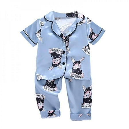 

Moresave New Summer Baby Clothes Kids Girls Boys Pajamas Giraffe Sleepwear 2PCS Short Sleeve Blouse Tops+Night Pants Set B M