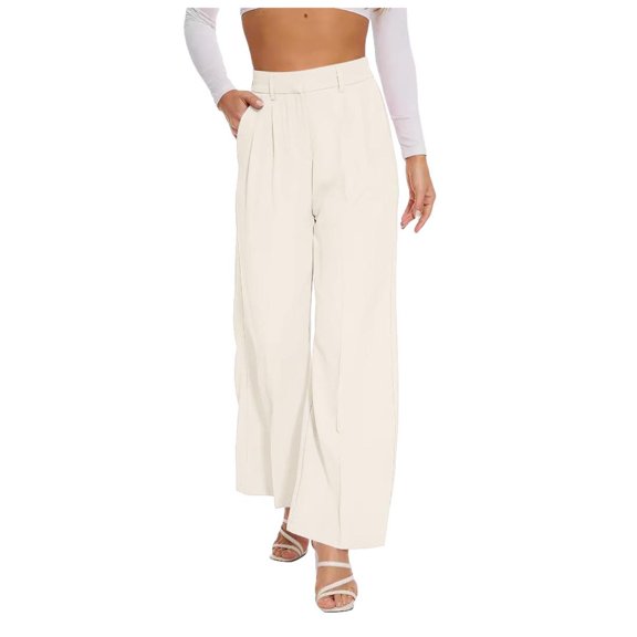Yindaity Jeans for Women High Waist Wide Leg Jeans for Women High Waisted Straight Leg Stretchy Cropped Denim Pants with Pockets Jean Beige,M
