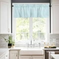 thumbnail image 3 of Blue Grid Kitchen Curtains, Checkered Plaid Gingham Lattice Trellis Print 3-Piece Kitchen Curtain Valance and Tiers Set 36 Inch Length, Rod Pocket Half Window Curtains for Cafe Living Room Bathroom, 3 of 6