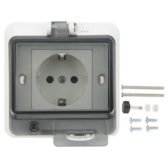 EU Standard IP66 Waterproof Wall Outlet Wall Mounted Concealed Plug Adapter Socket with PC Shell 250V 16A