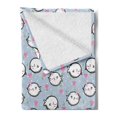 thumbnail image 2 of Narwhal Soft Flannel Fleece Throw Blanket, Colorful Polka Dotted and Heart Pattern Background with Cartoon Character Whales, Cozy Plush for Indoor and Outdoor Use, 70" x 90", Multicolor, by Ambesonne, 2 of 5