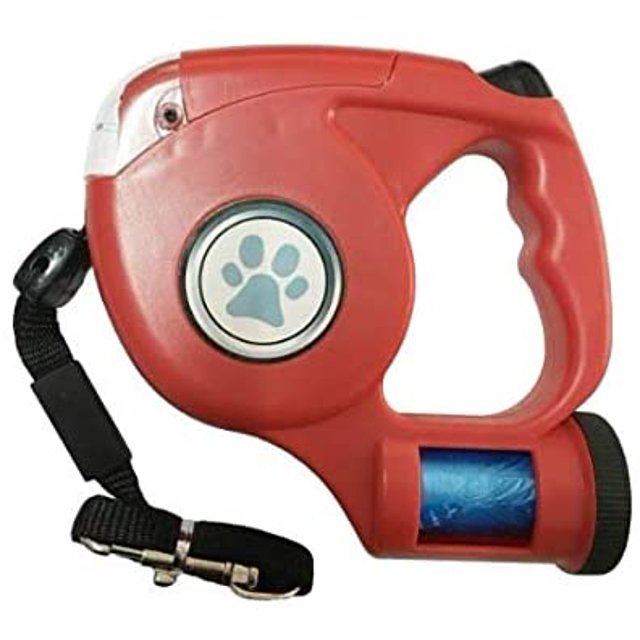 ATTOE Rétractable, ATTOE pour Petit Animal de Compagnie ATTOE Plomb Inclus Sac à Ordures, Lampe de Poche LED Extensible Solide Ruban de Polyester avec Poignée Antidérapante,