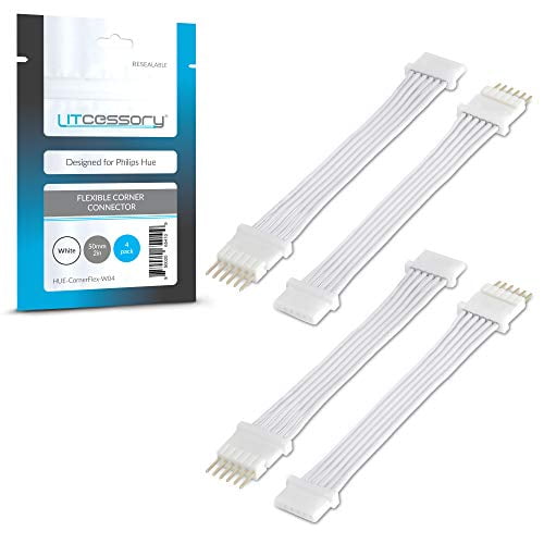 Galaxy klodset system Litcessory Flexible Corner Connector for Philips Hue Lightstrip Plus (2in,  4 Pack, White) - Walmart.com