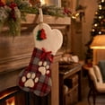 thumbnail image 5 of Pet Christmas Stocking Bone Shaped Paw Print Hanging Sock for Dog Holiday Gift Storage, 5 of 8