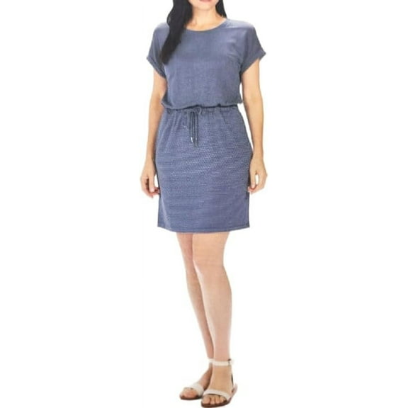 Hilary Radley Womens Short Sleeve Dress | Denim Blue Combo, XL